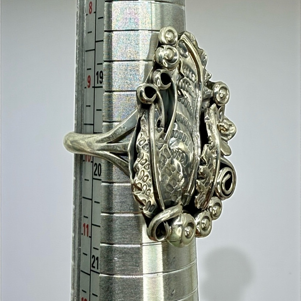 Native American Navajo Sterling Silver Statement Ring – Signed Harry B. Yazzie - Picture 12 of 16